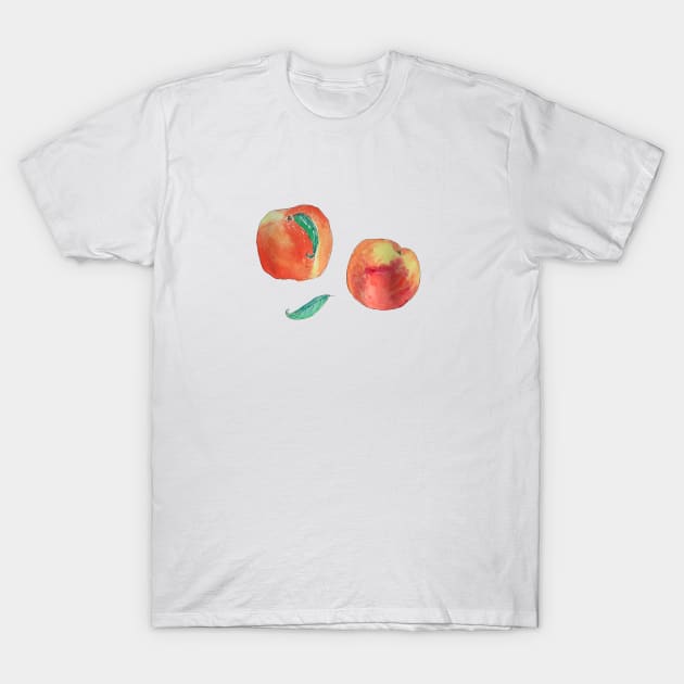 Watercolor Peaches T-Shirt by BiblioartsbyEmma